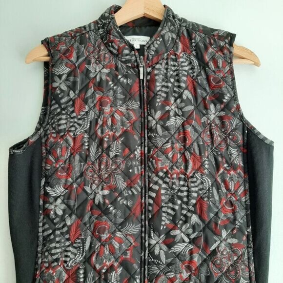 NORTHERN REFLECTIONS Floral Diamond Quilt Full-Zip Vest Blue Sz S - Picture 3 of 12